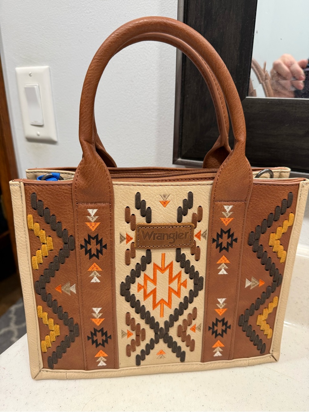 Wrangler Brown, Cream & Orange Southwestern Tote